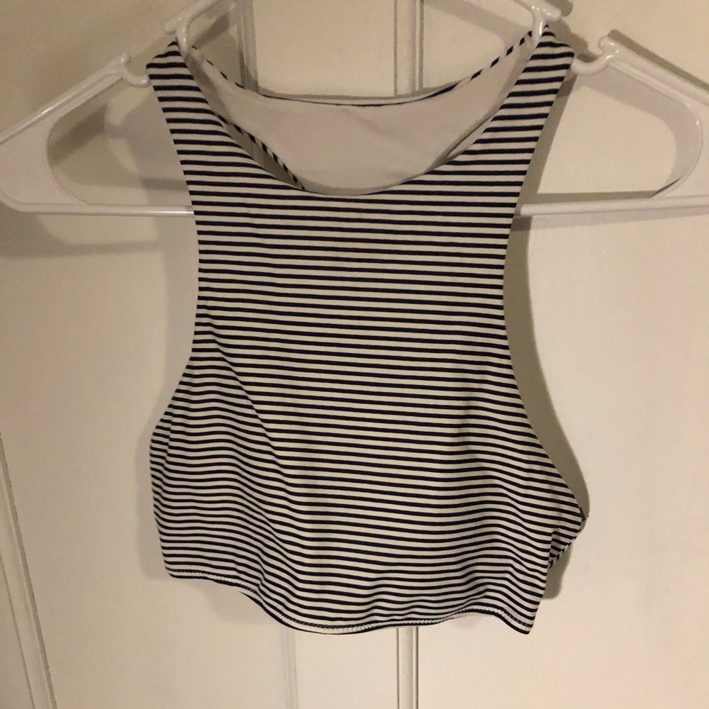 aerie striped halter bikini top